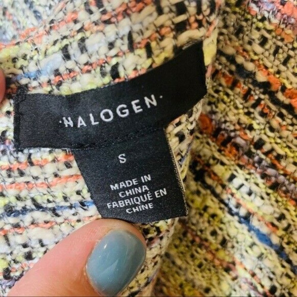 Halogen tweed poplin ruffle top small lagenlook - Picture 7 of 12